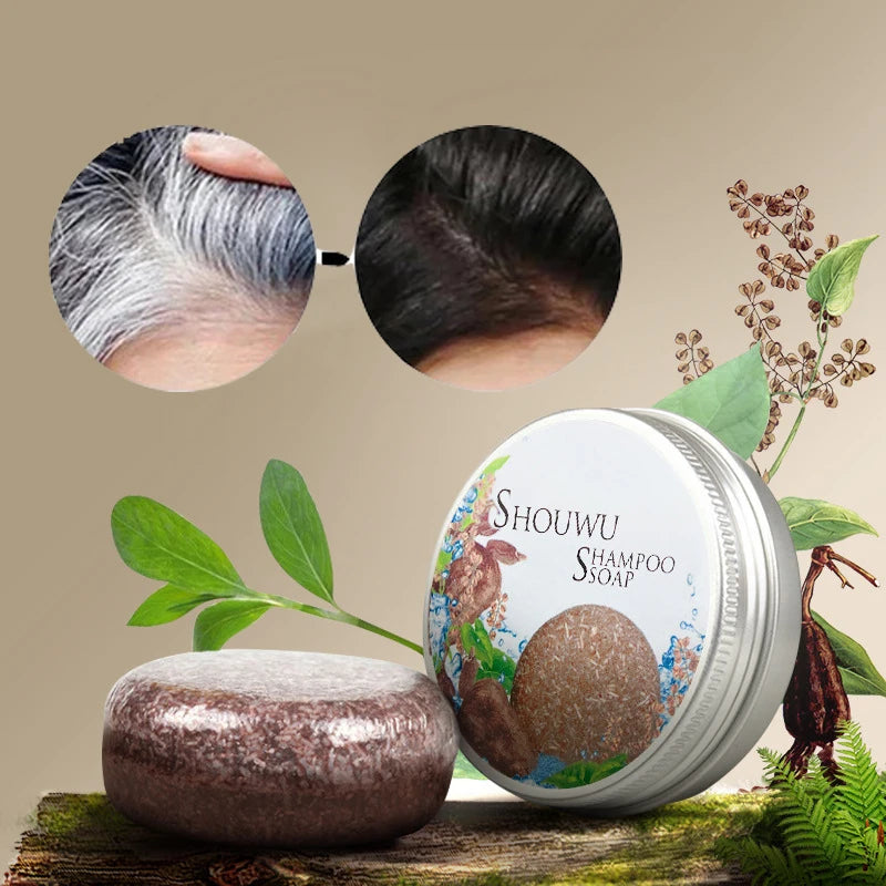 3pcs Hair Darkening Shampoo Polygonum Solid Repair Shampoo Soap Natural Organic Conditioner Strong Roots Soap Hair Bar Hair Care