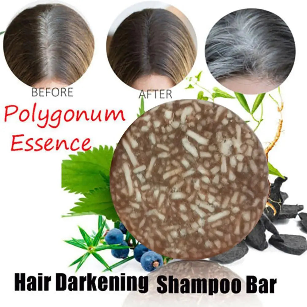 Polygonum Multiflorum Darkening Shampoo Bar Natural Organic Pressed Soap for Gray Hair Reverse Effective Hair Care Treatment