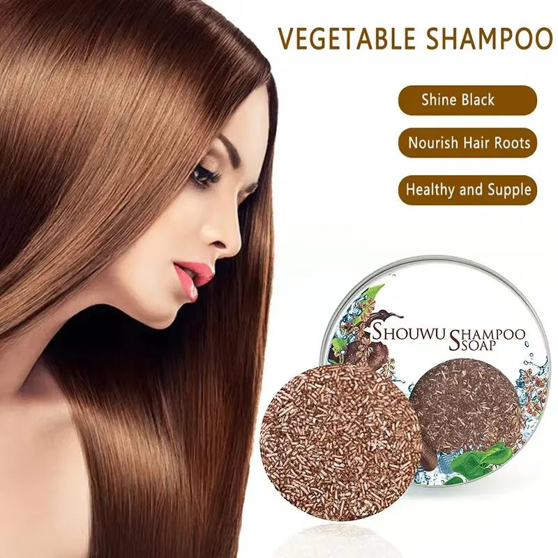 3pcs Hair Darkening Shampoo Polygonum Solid Repair Shampoo Soap Natural Organic Conditioner Strong Roots Soap Hair Bar Hair Care